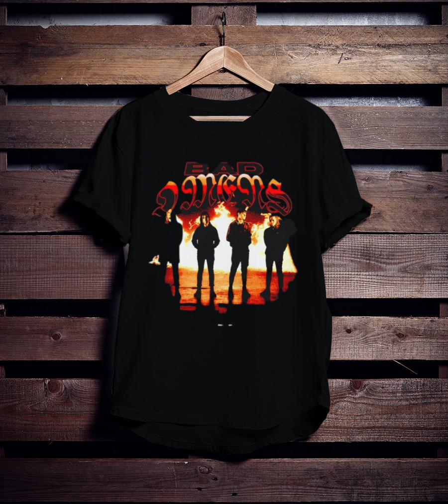 BAD OMENS Face In The Flames Shadows Fiery Background T-Shirt