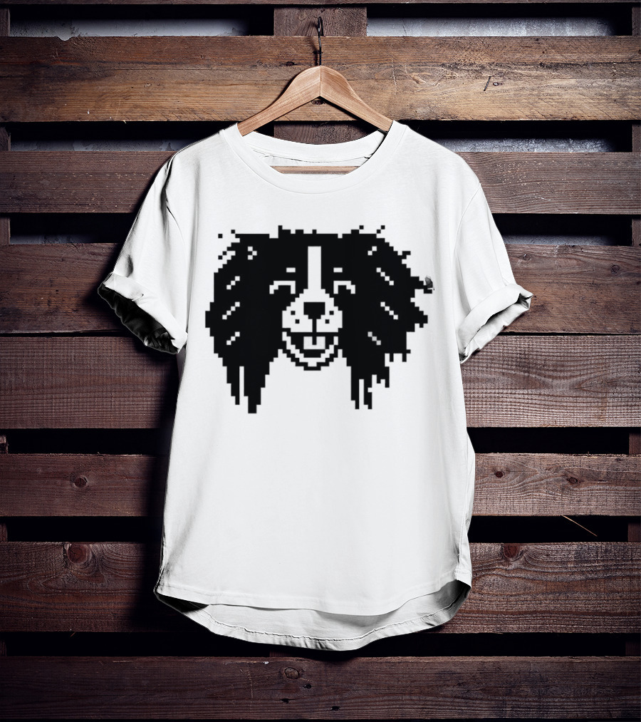 Charles Spaniel Louie 8 Bit Pixel Dog Face T-Shirt