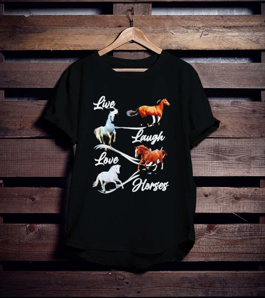 Live Laugh Love Horses Jumping Energetic Colors T-Shirt