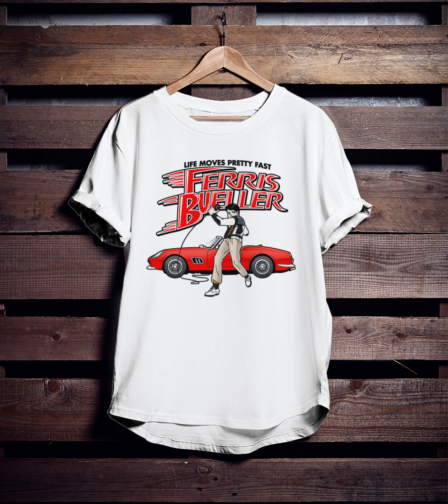 Life Moves Pretty Fast Ferris Bueller Racer Red Car T-Shirt