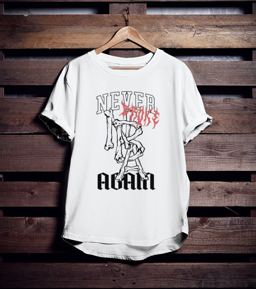 Never Broke Again Bones Stacked Font T-Shirt