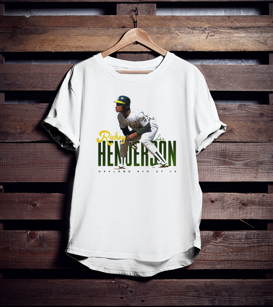 Rickey Henderson Oakland Athletics Vintage Signature T-Shirt