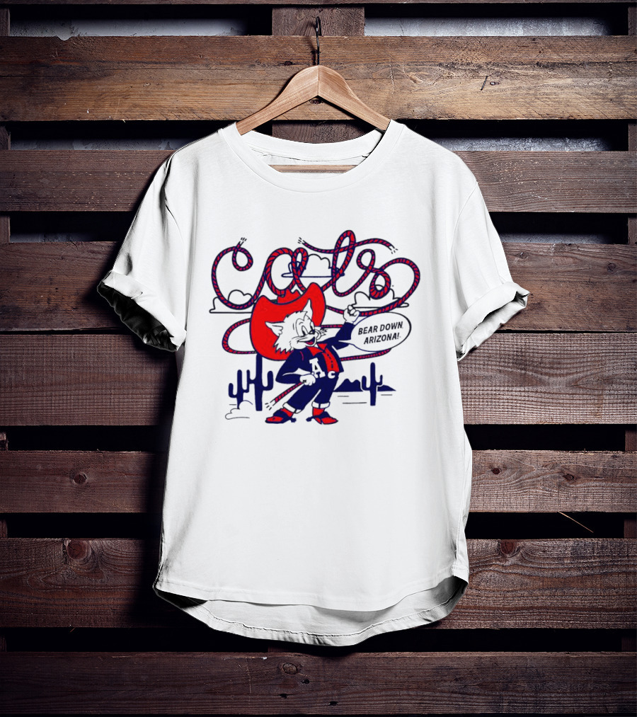Arizona Cats Bear Down Wild West Lasso Cactus Cowboy T-Shirt