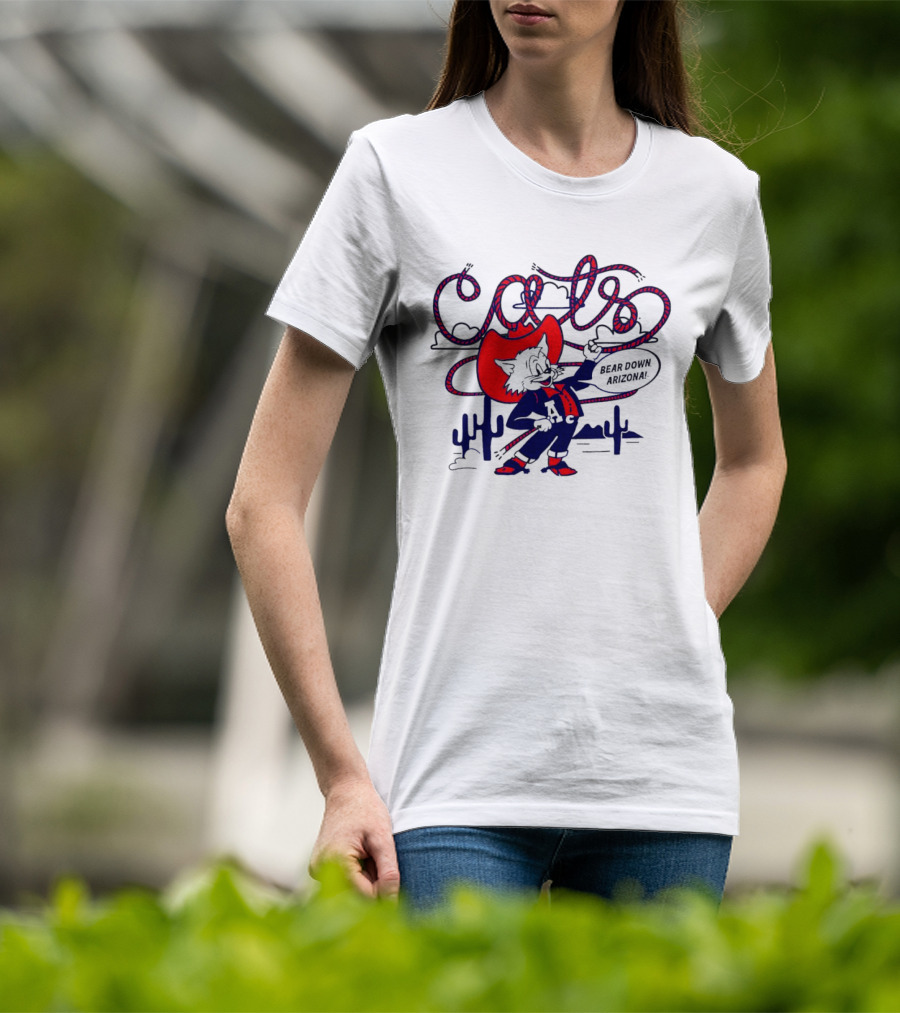 Arizona Cats Bear Down Wild West Lasso Cactus Cowboy T-Shirt