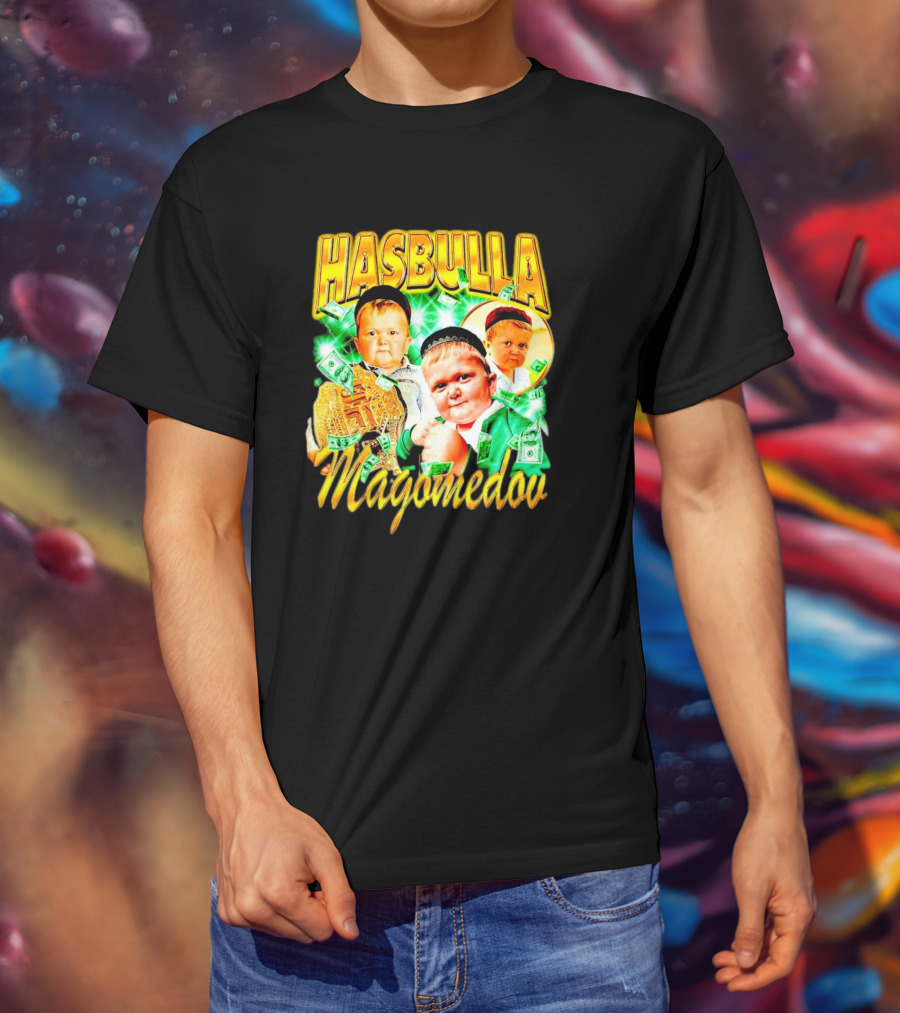 Hasbulla Magomedov Money Collage With Belt And Face Expressions T-Shirt