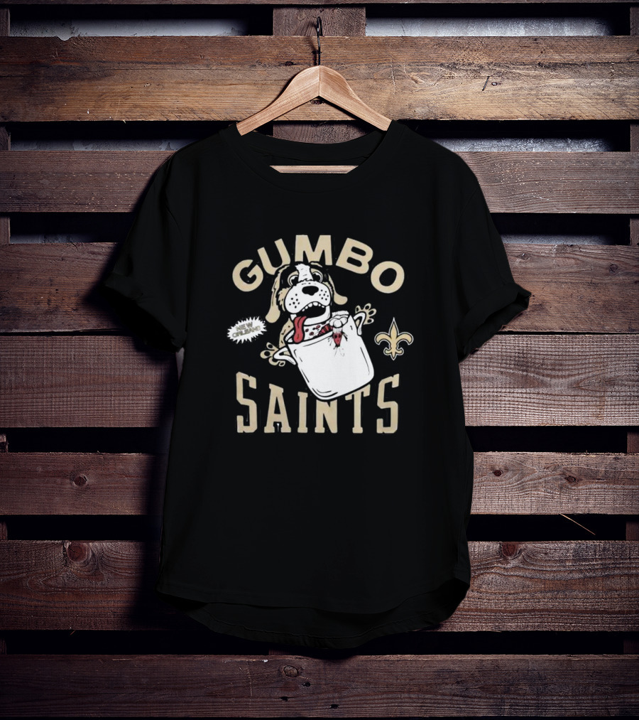 Gumbo Saints New Orleans Fleur-de-Lis Dog Crawfish Gotcha T-Shirt