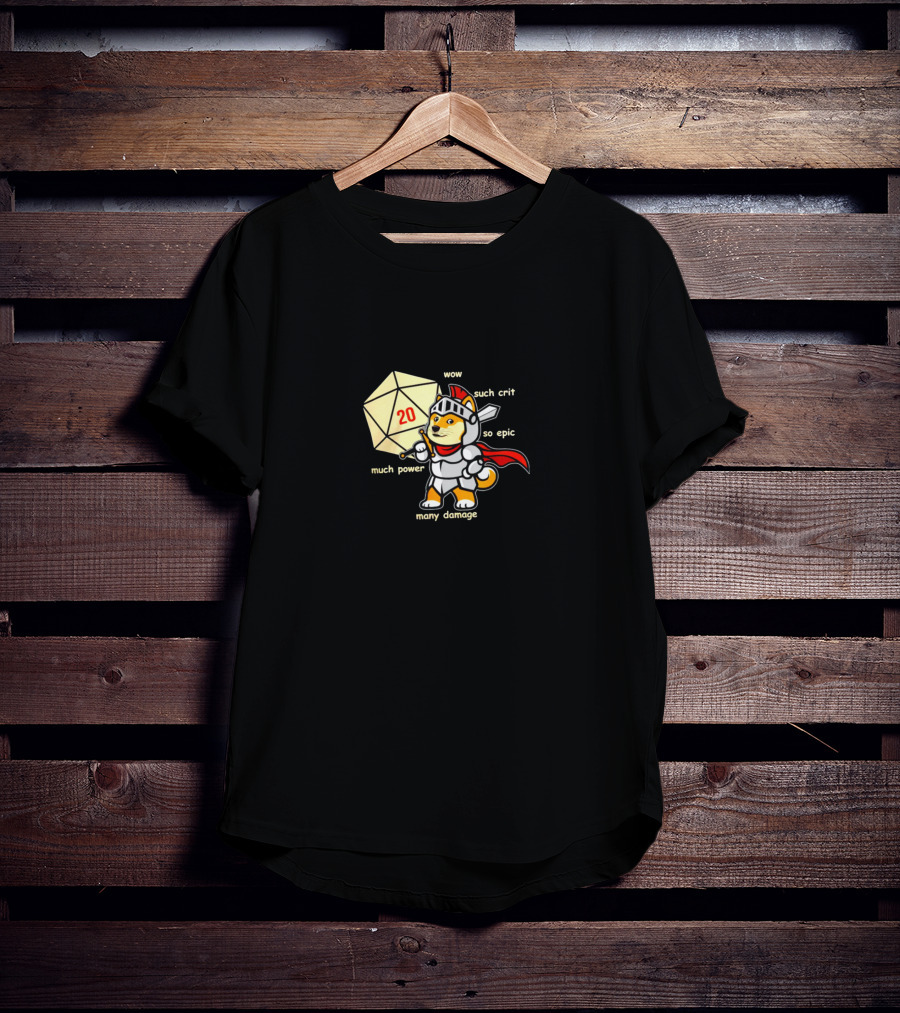 Doge Knight With D20 Much Power Many Damage Wow Such Crit So Epic T-Shirt