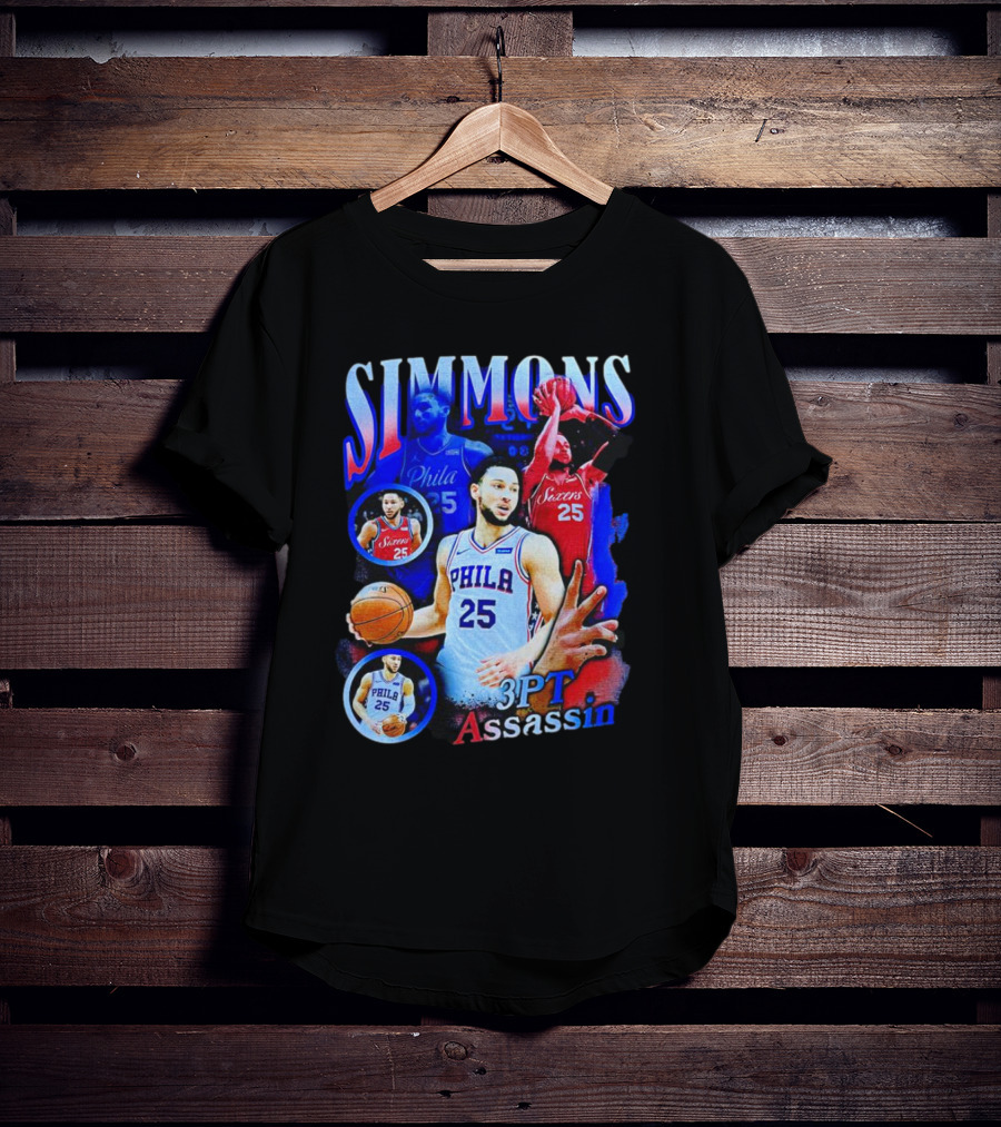Simmons 3 Pt Assassin Philadelphia 25 Basketball Player T-Shirt
