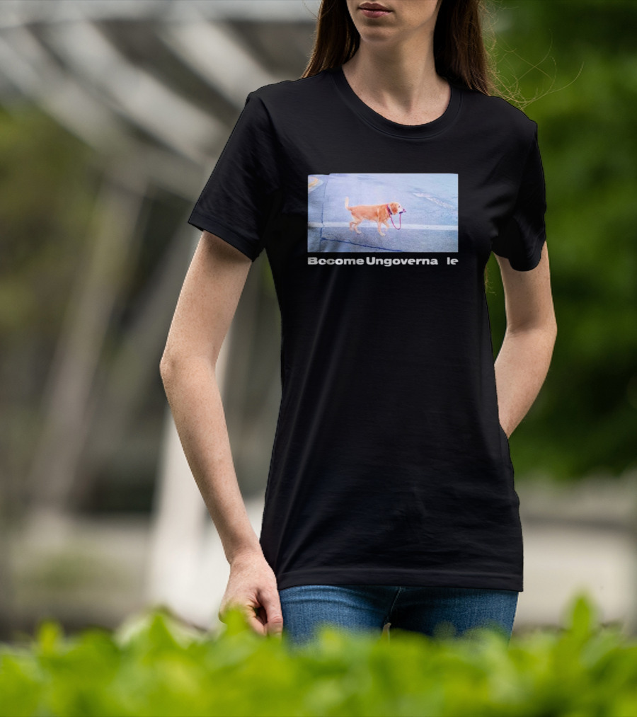 Dog Become Ungovernable Crossing Street With Leash In Mouth T-Shirt