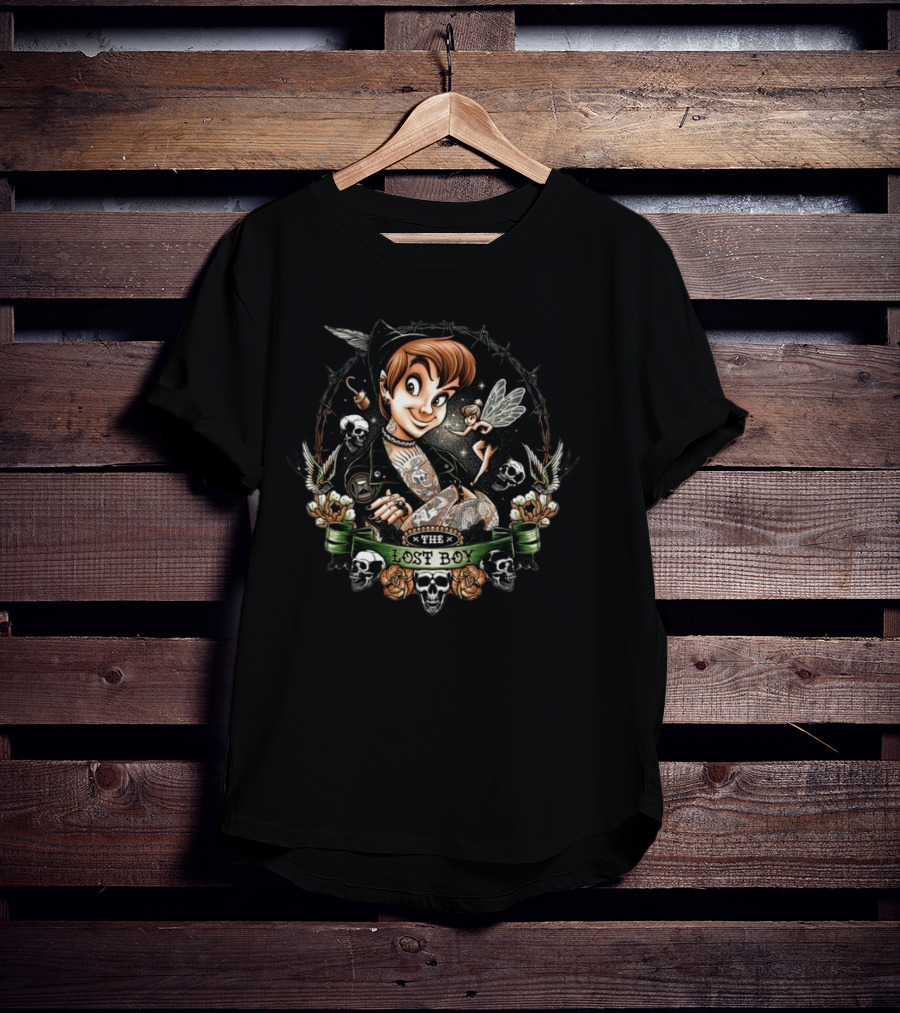 Peter Pan The Lost Boy Fairy Skulls Tattoo T-Shirt