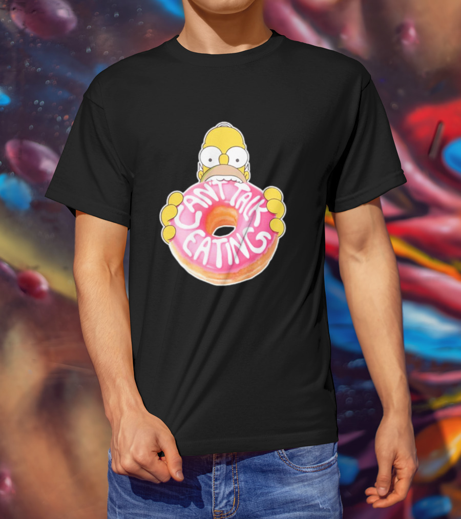 The Simpsons Homer Can't Talk Eating Donut T-Shirt