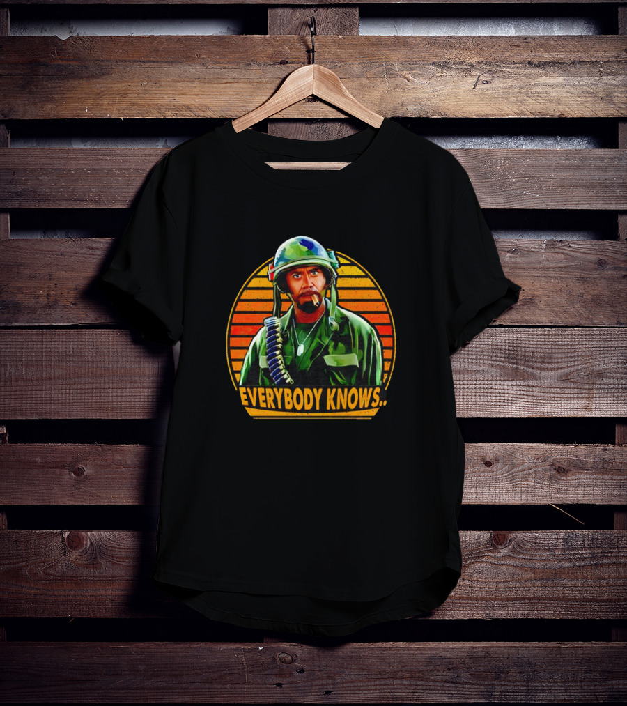 Everybody Knows Army Vintage Soldier Retro Sunset T-Shirt