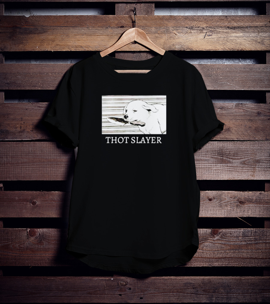 Thot Slayer Dog With Knife T-Shirt