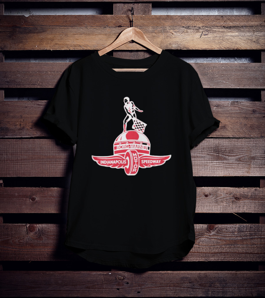Indianapolis Motor Speedway Borg Warner Winged Wheel Flag Trophy T-Shirt