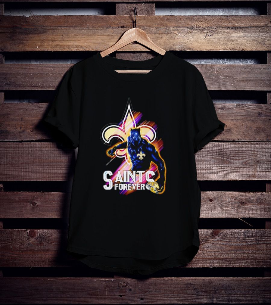 New Orleans Saints Black Panther Saints Forever Fleur De Lis T-Shirt