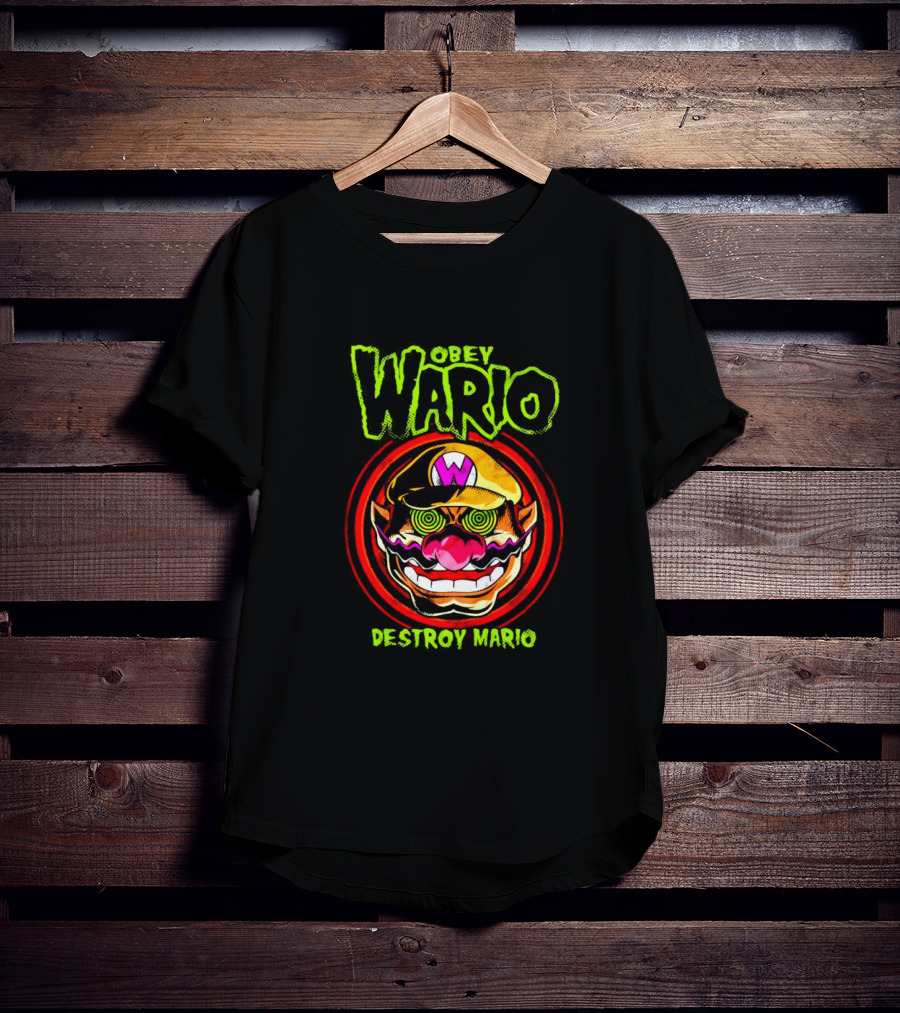 Obey Wario Destroy Mario Retro Gaming T-Shirt