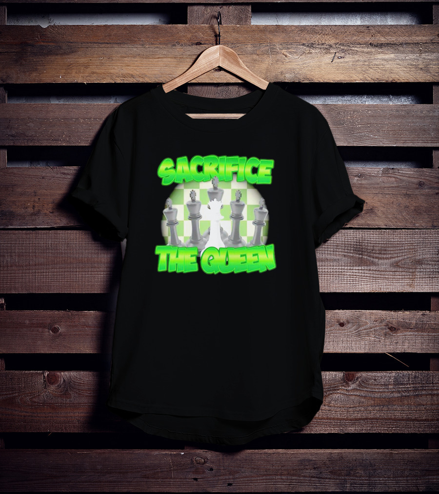 Sacrifice The Queen Chess Strategy Checkered Background T-Shirt