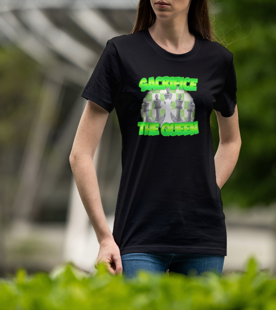 Sacrifice The Queen Chess Strategy Checkered Background T-Shirt
