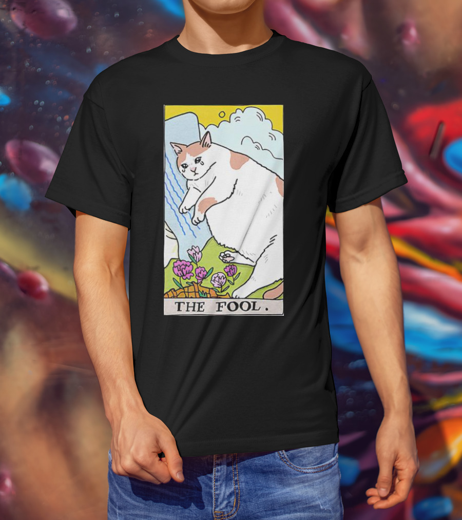 Sad Cat The Fool Tarot Card Cute Feline T-Shirt