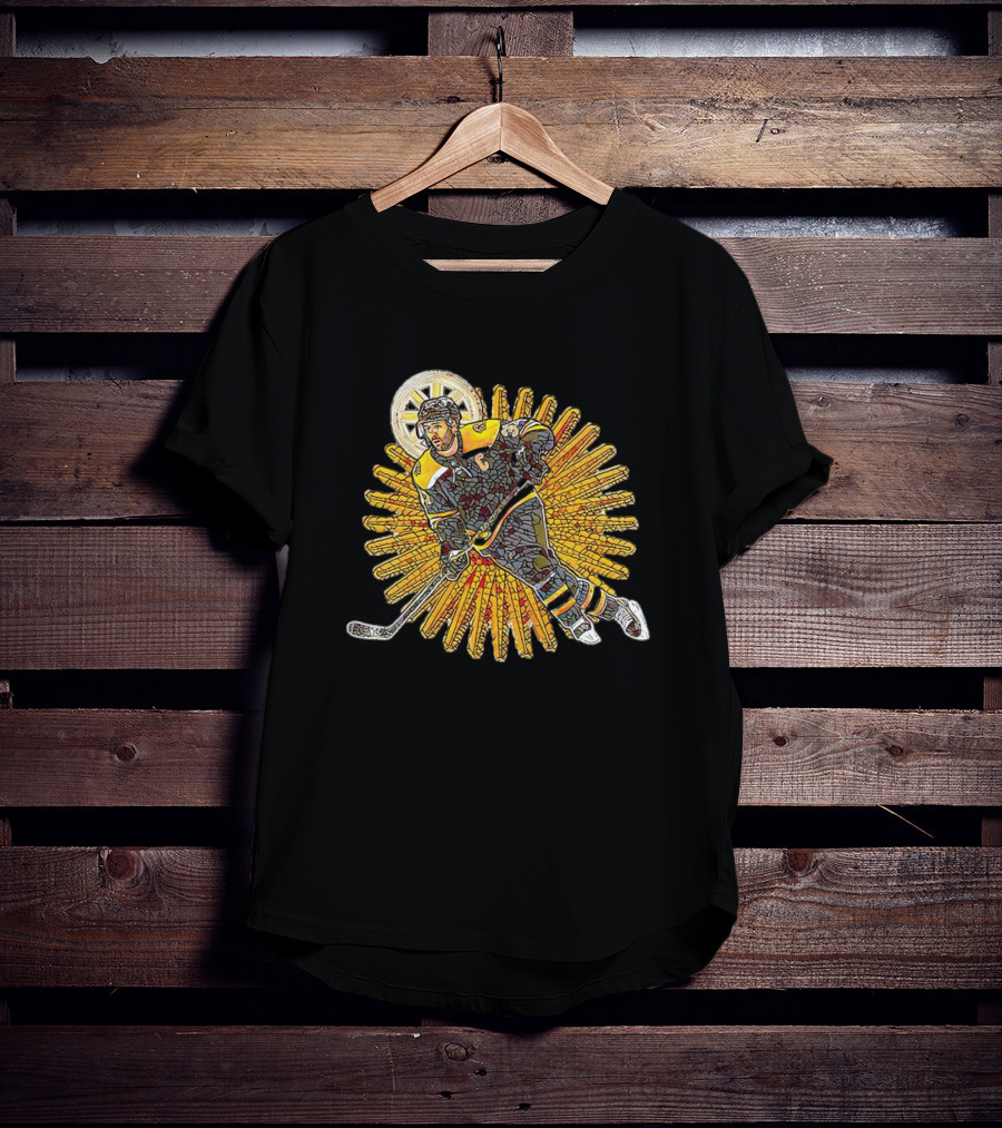 Saint Patrice Bergeron Iconic Hockey Mosaic With Radiant Halo T-Shirt