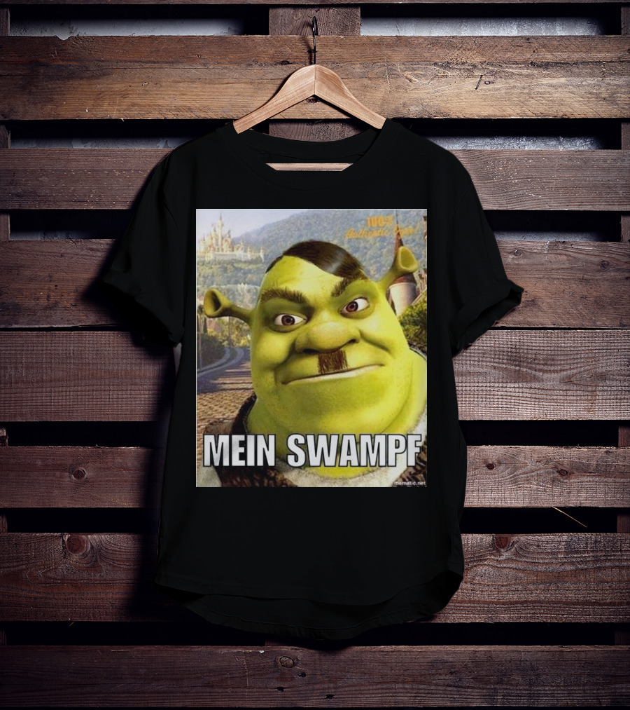 Shrek Mein Swampf Mematic Pixel Art Castle Background T-Shirt