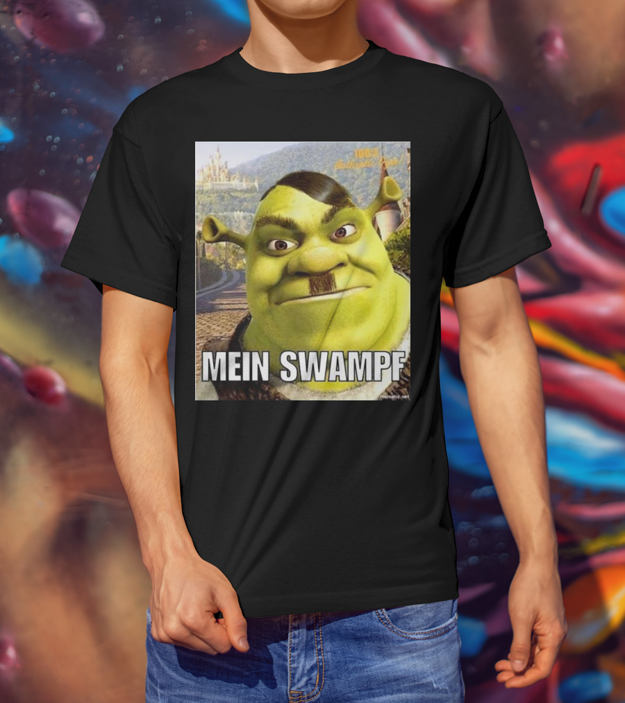 Shrek Mein Swampf Mematic Pixel Art Castle Background T-Shirt