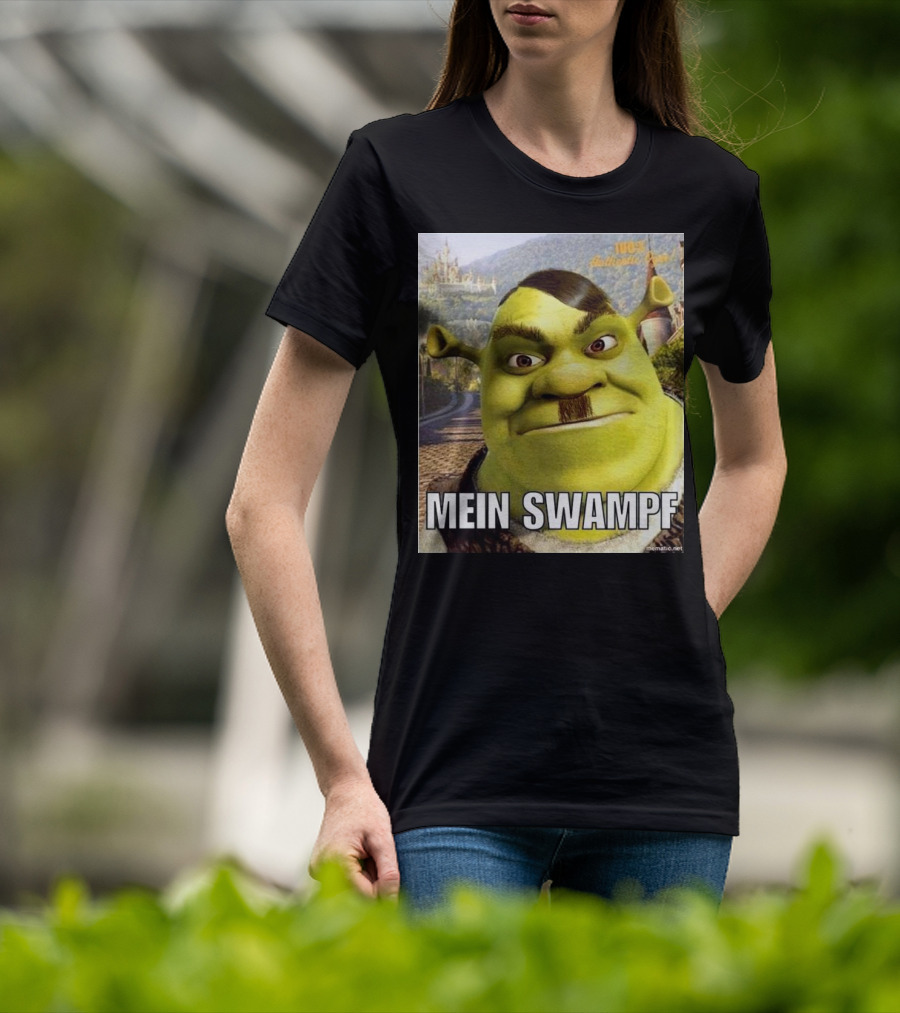 Shrek Mein Swampf Mematic Pixel Art Castle Background T-Shirt