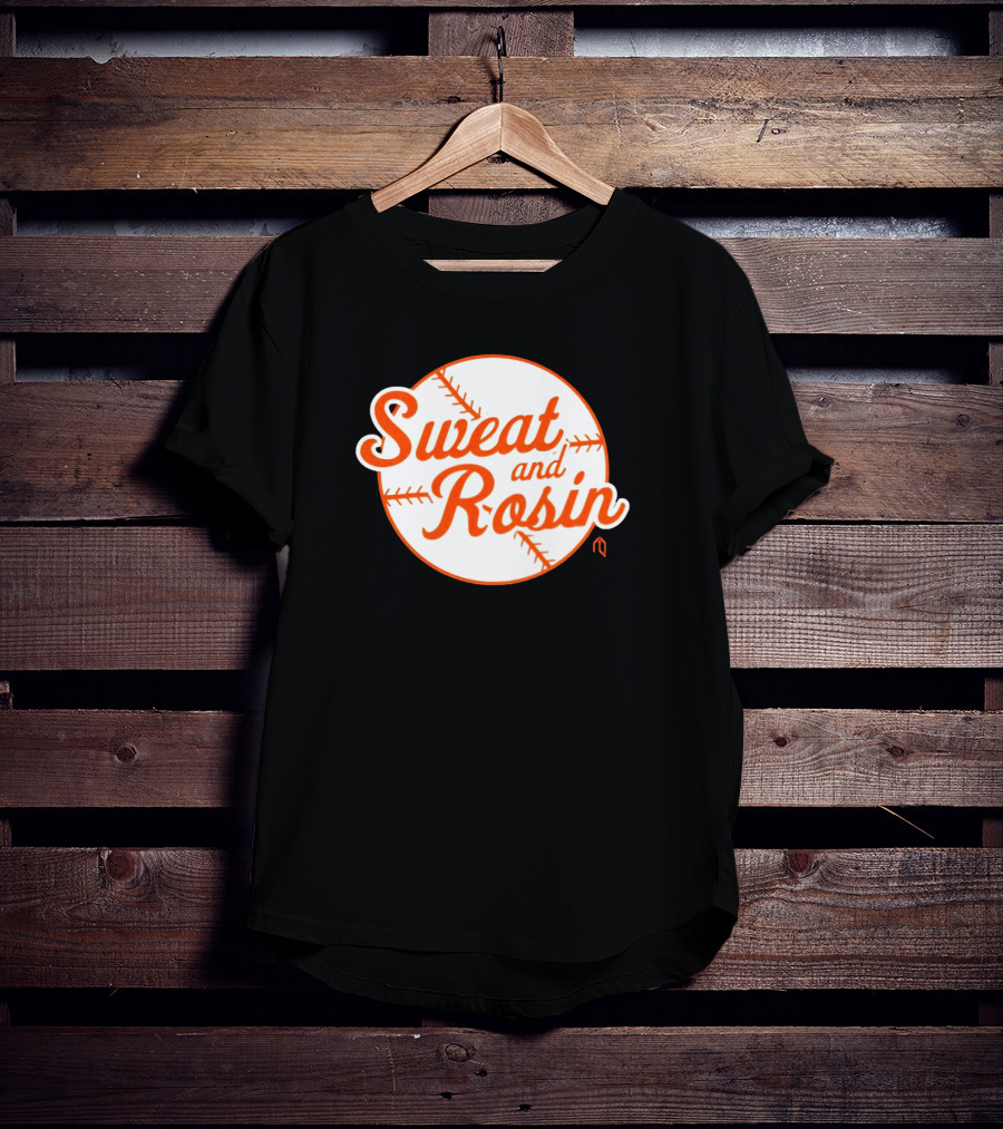 Sweat And Rosin Baseball White Orange Baseball Stitch Circular T-Shirt