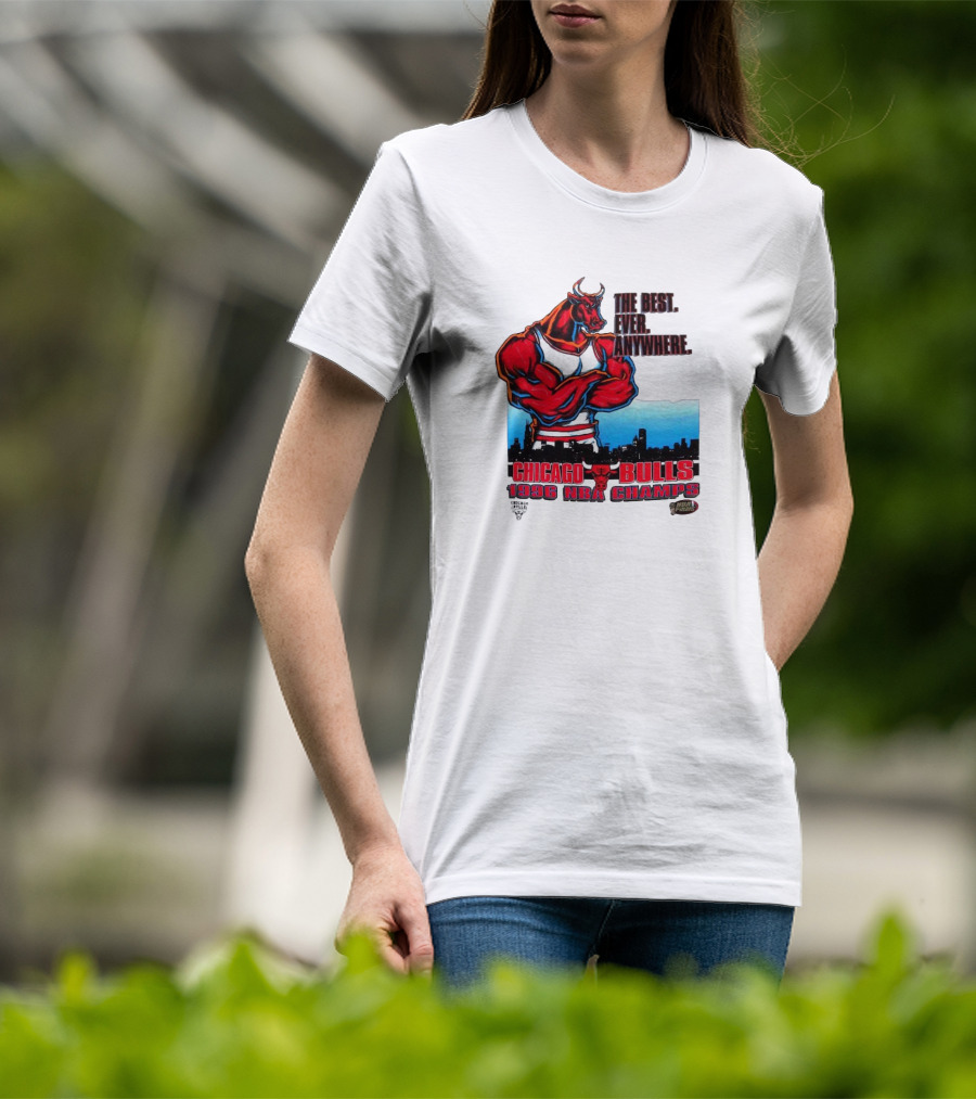 Chicago Bulls 1996 NBA Champs The Best Ever Anywhere Bulls United Center Skyline T-Shirt