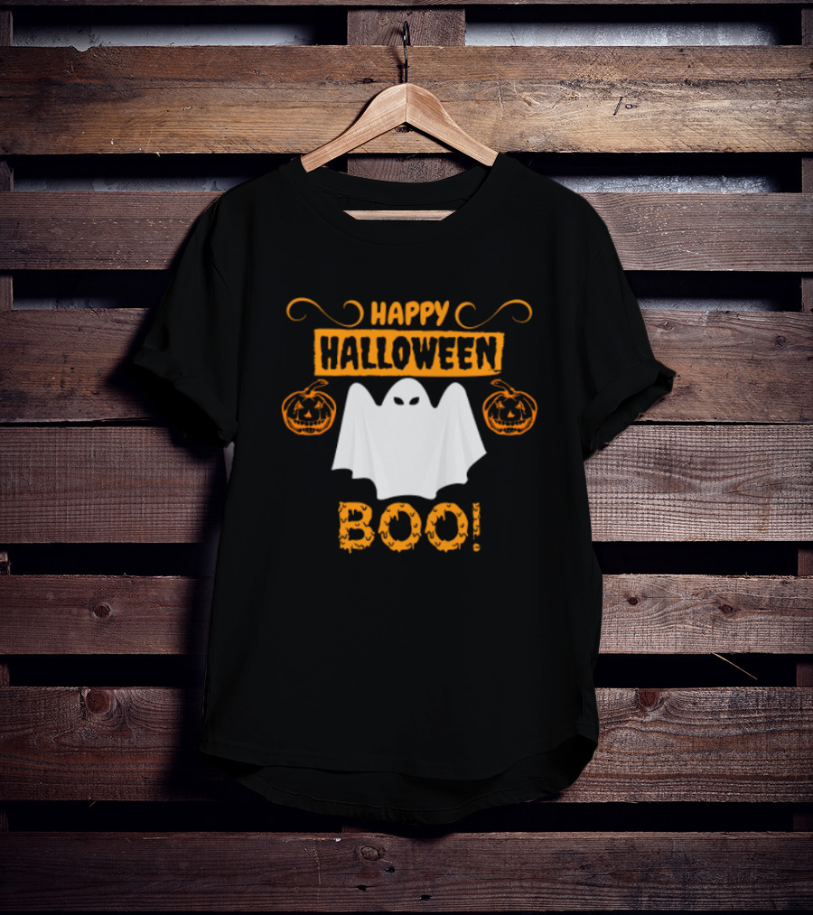 Happy Halloween Boo Ghost And Pumpkins Fun T-Shirt