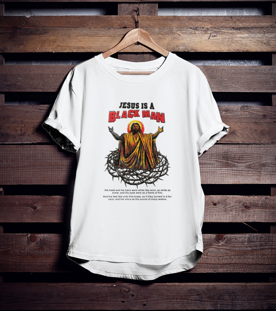 Jesus Is A Black Man Surrounded By Crown Of Thorns With Revelations Reference T-Shirt