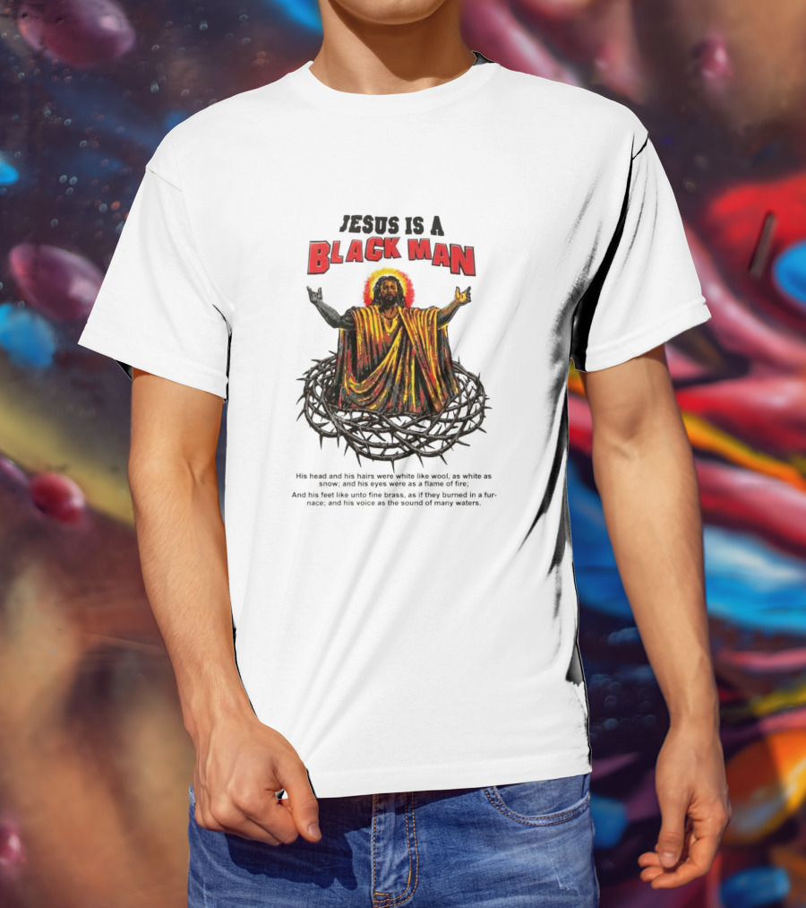 Jesus Is A Black Man Surrounded By Crown Of Thorns With Revelations Reference T-Shirt