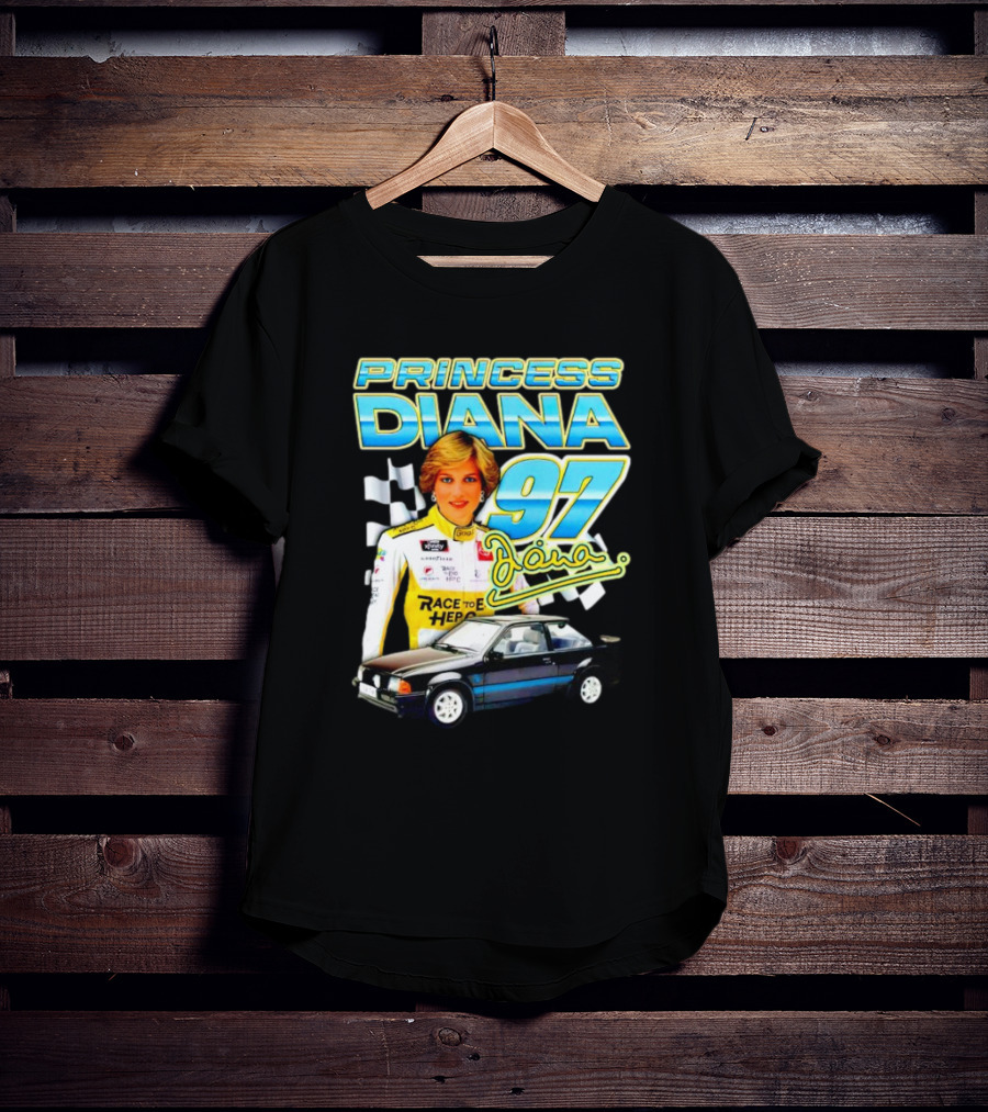 Princess Diana Race To Hero 97 Racing Diana Car Checkered Flags T-Shirt