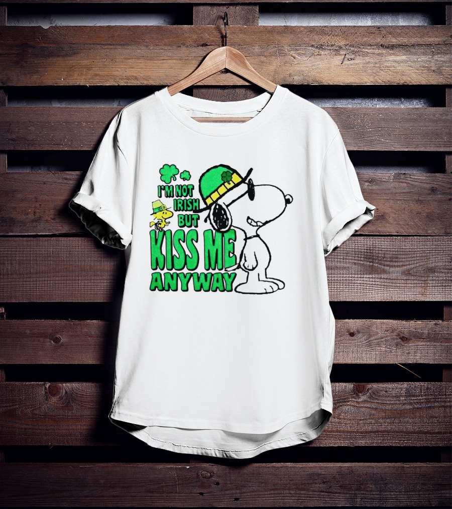 Snoopy Woodstock I'm Not Irish But Kiss Me Anyway St Patrick's Day T-Shirt