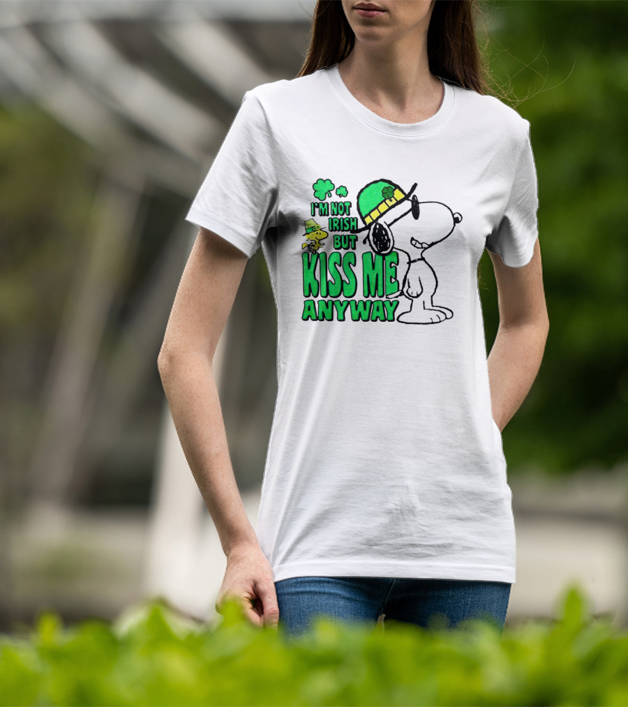Snoopy Woodstock I'm Not Irish But Kiss Me Anyway St Patrick's Day T-Shirt