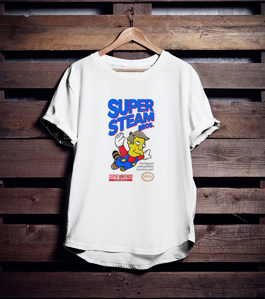 Super Steam Bros Super Nintendo Exercise Lunch Jeff T-Shirt