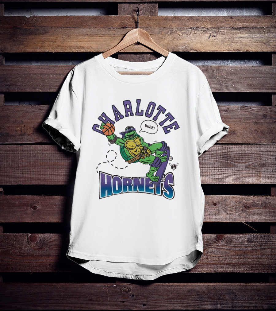 Charlotte Hornets Donatello Basketball Skateboard Dude T-Shirt