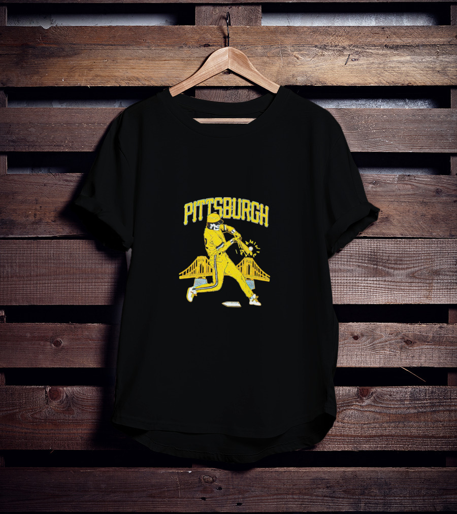 Pittsburgh Skeleton Baseball With Bridges And Pirate T-Shirt