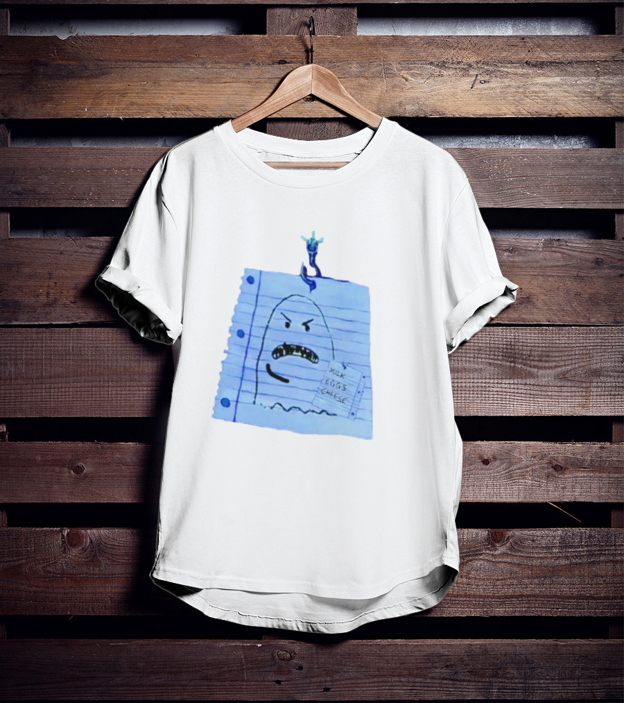 Ghost Holding Milk Eggs Cheese List On Notebook Paper T-Shirt