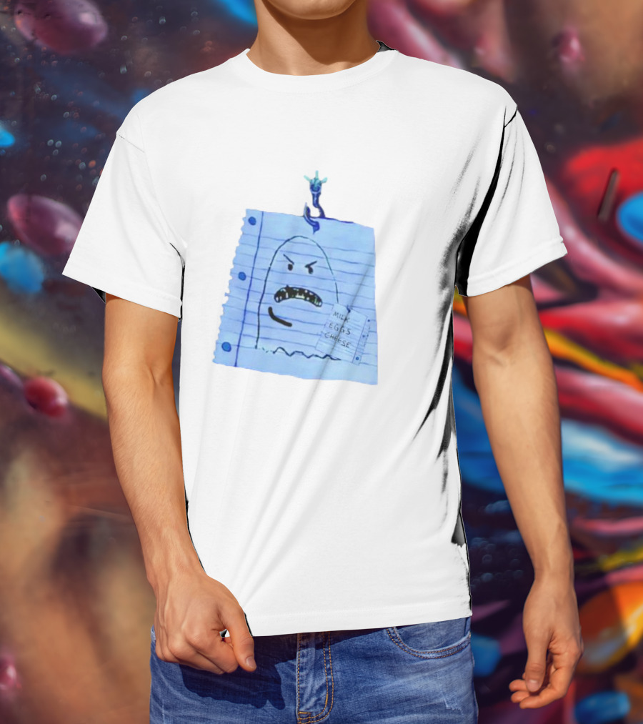 Ghost Holding Milk Eggs Cheese List On Notebook Paper T-Shirt