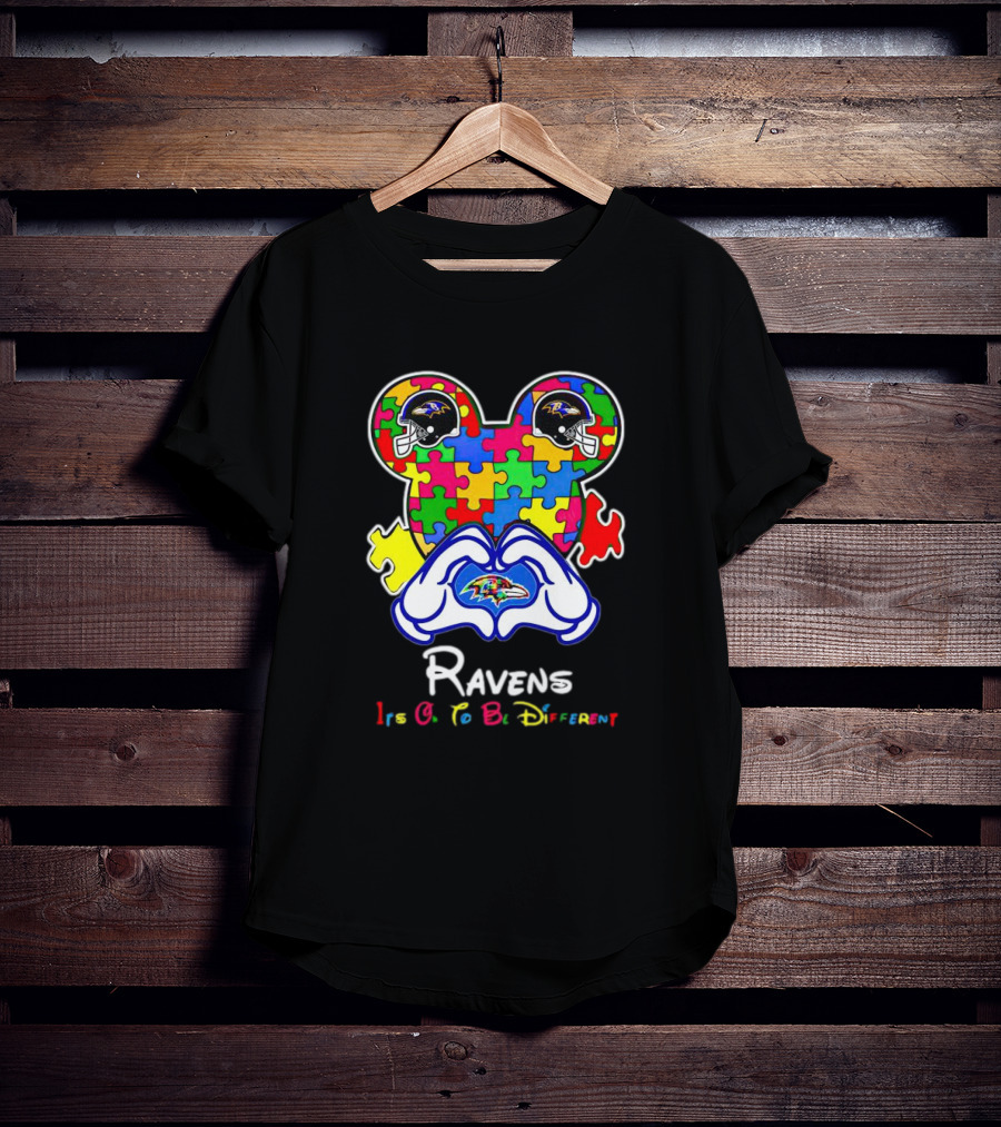 Ravens Autism Love It's Okay To Be Different Baltimore Ravens T-Shirt