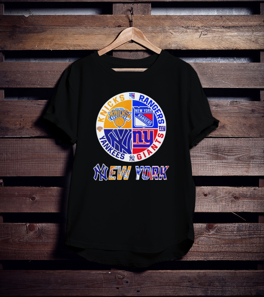 Knicks Rangers Yankees Giants New York Sports Logos Collection T-Shirt