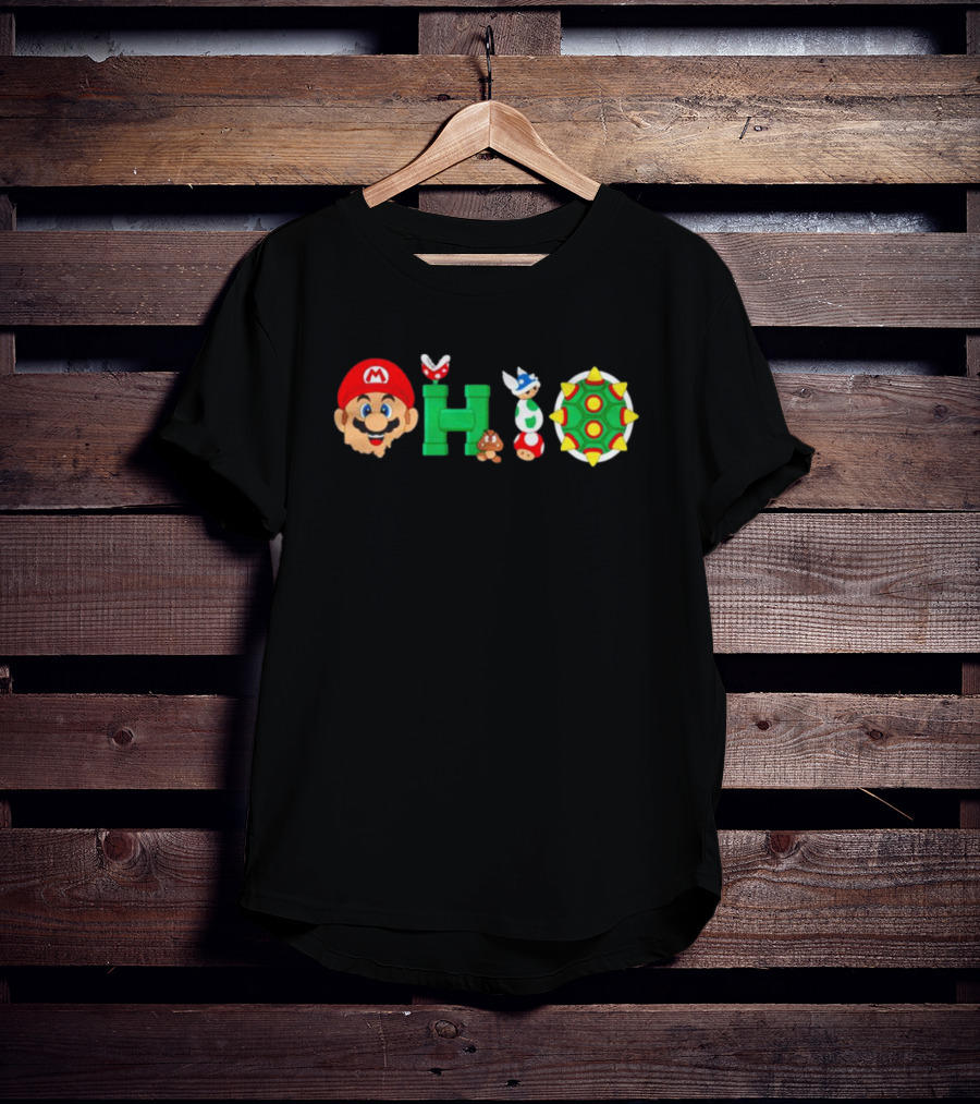 Ohio Super Mario Characters Goomba Bowser Pipe Piranha Plant Spiny Shell T-Shirt