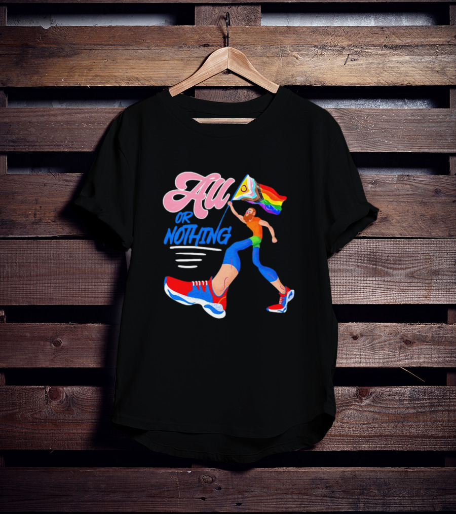 All Or Nothing Pride Flag Runner T-Shirt