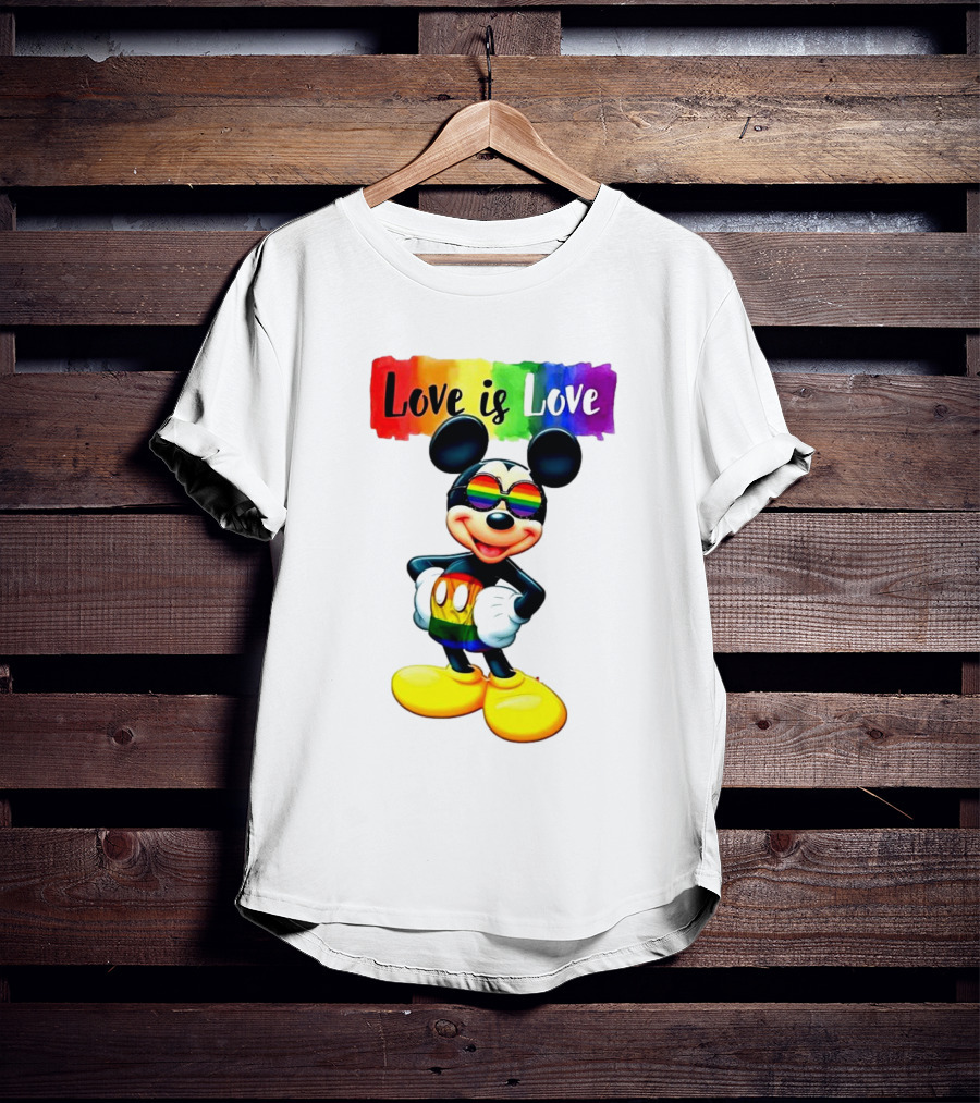 Mickey Mouse Love Is Love Rainbow Happy Pride T-Shirt