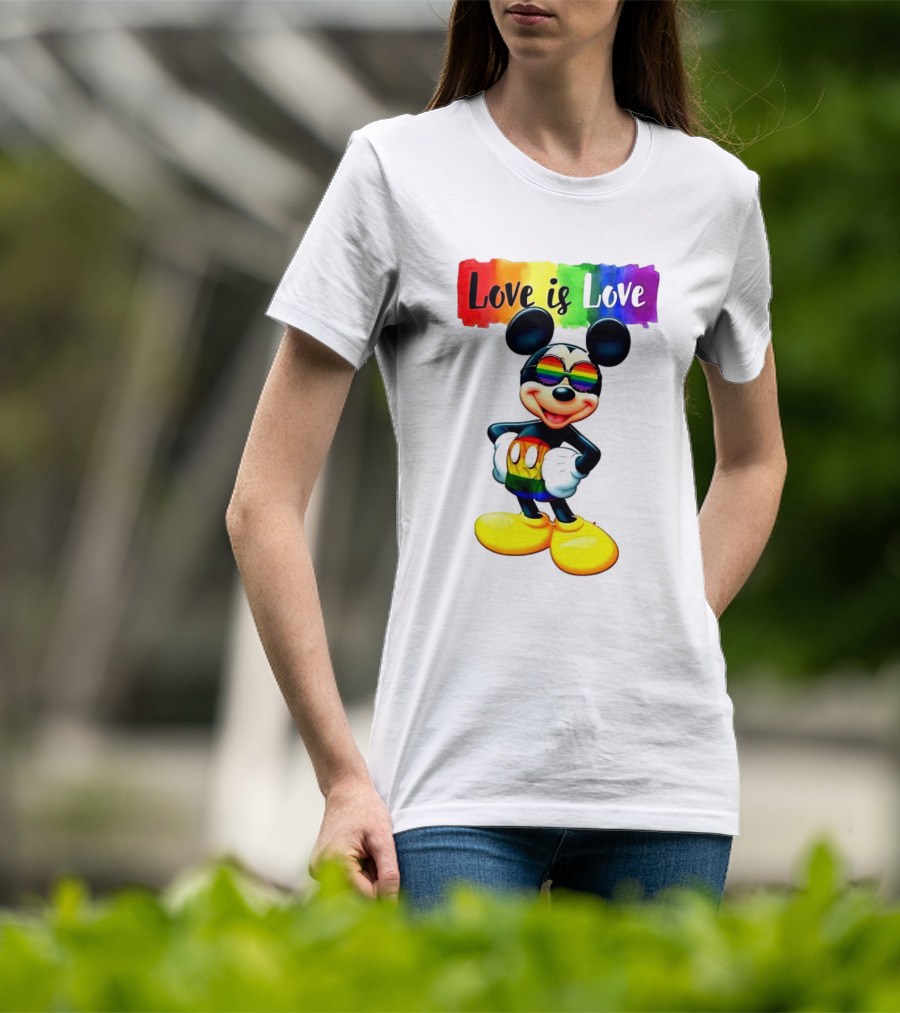 Mickey Mouse Love Is Love Rainbow Happy Pride T-Shirt