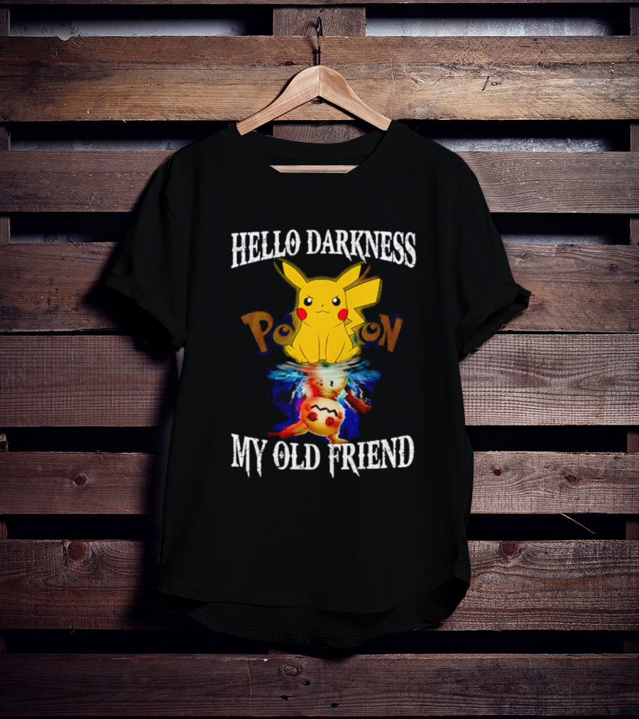 Pikachu Hello Darkness My Old Friend Reflective Mimikyu Pokedex T-Shirt