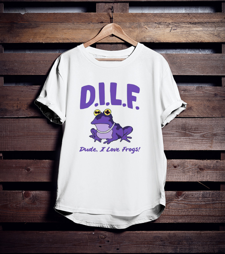 TCU Horned Frogs DILF Dude I Love Frogs Purple Cartoon Frog T-Shirt