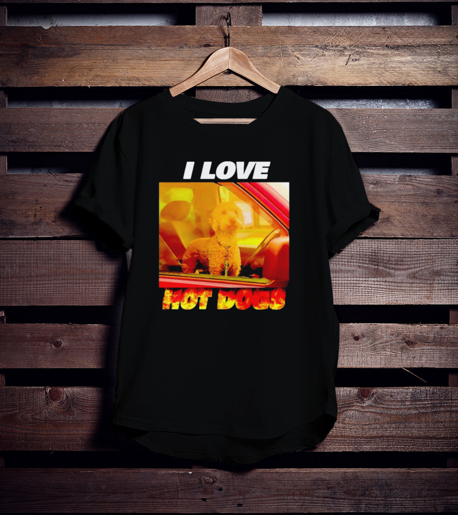I Love Hot Dogs Dog In Car T-Shirt