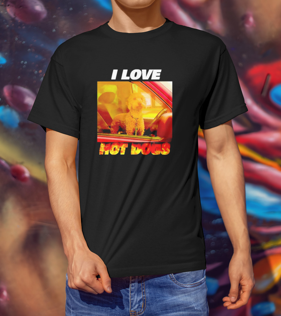 I Love Hot Dogs Dog In Car T-Shirt